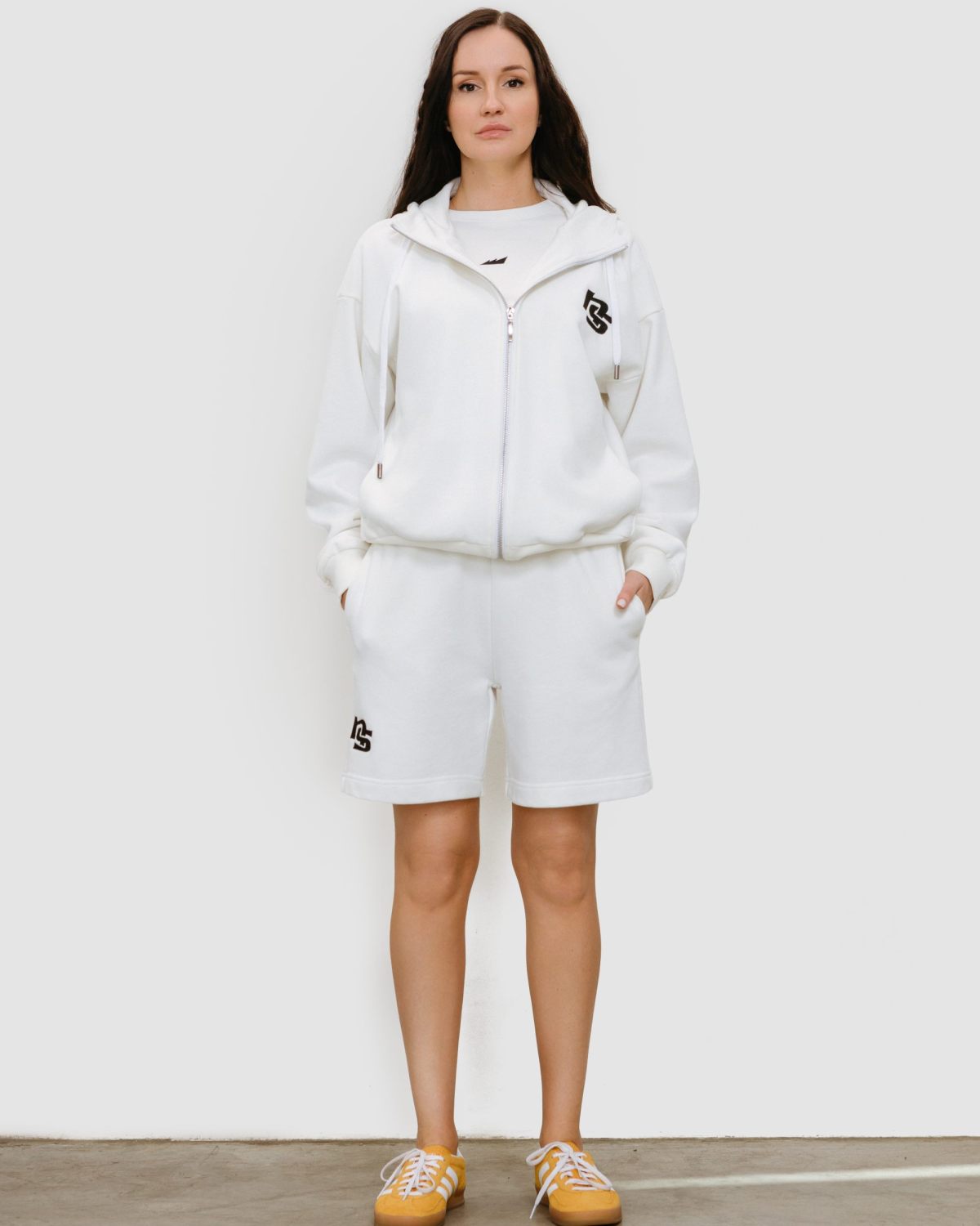 Худи на молнии Black & White Nikasport, W4BW34-WHT, цвет белый