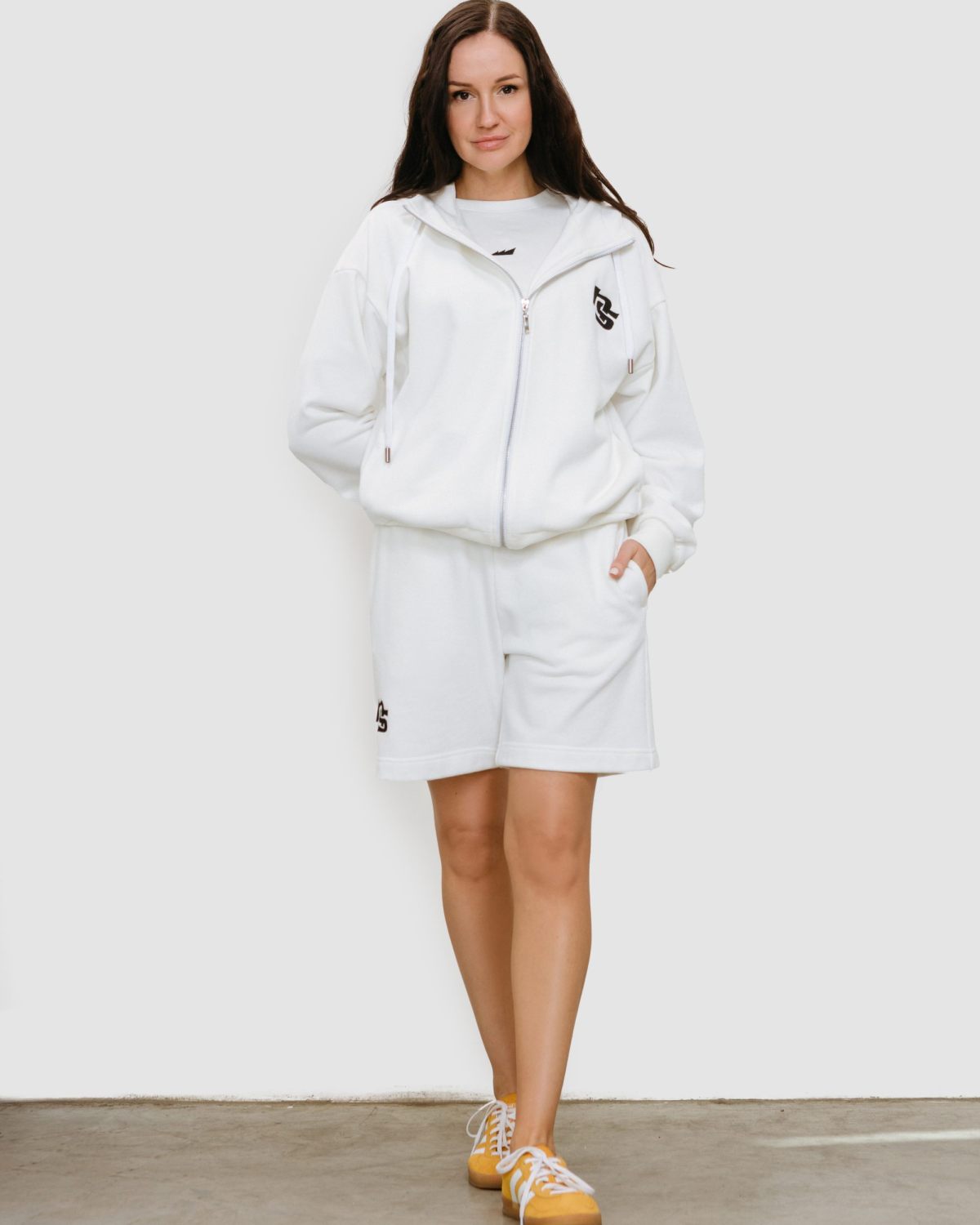 Худи на молнии Black & White Nikasport, W4BW34-WHT, цвет белый