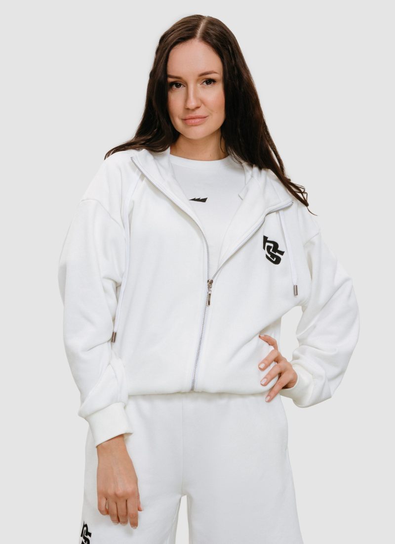 Худи на молнии Black & White Nikasport, W4BW34-WHT, цвет белый