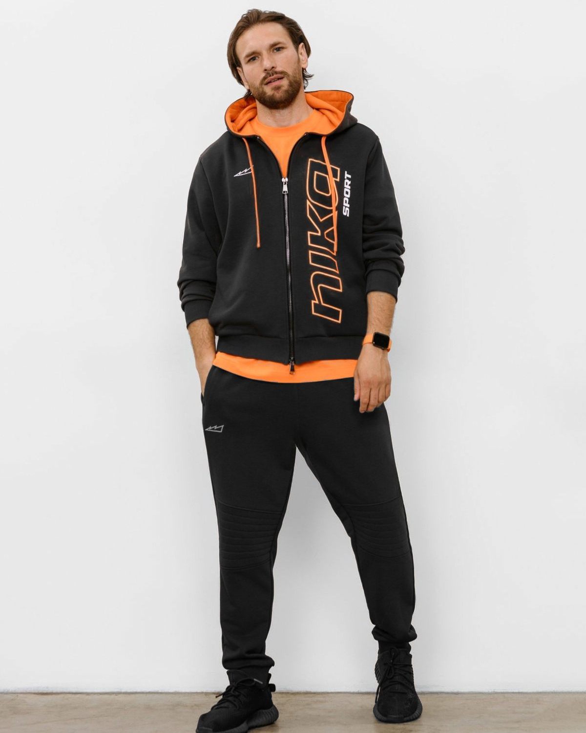 Худи на молнии Beige & Grey Nikasport, BG25-M92-DRK/GRY, цвет темно-серый