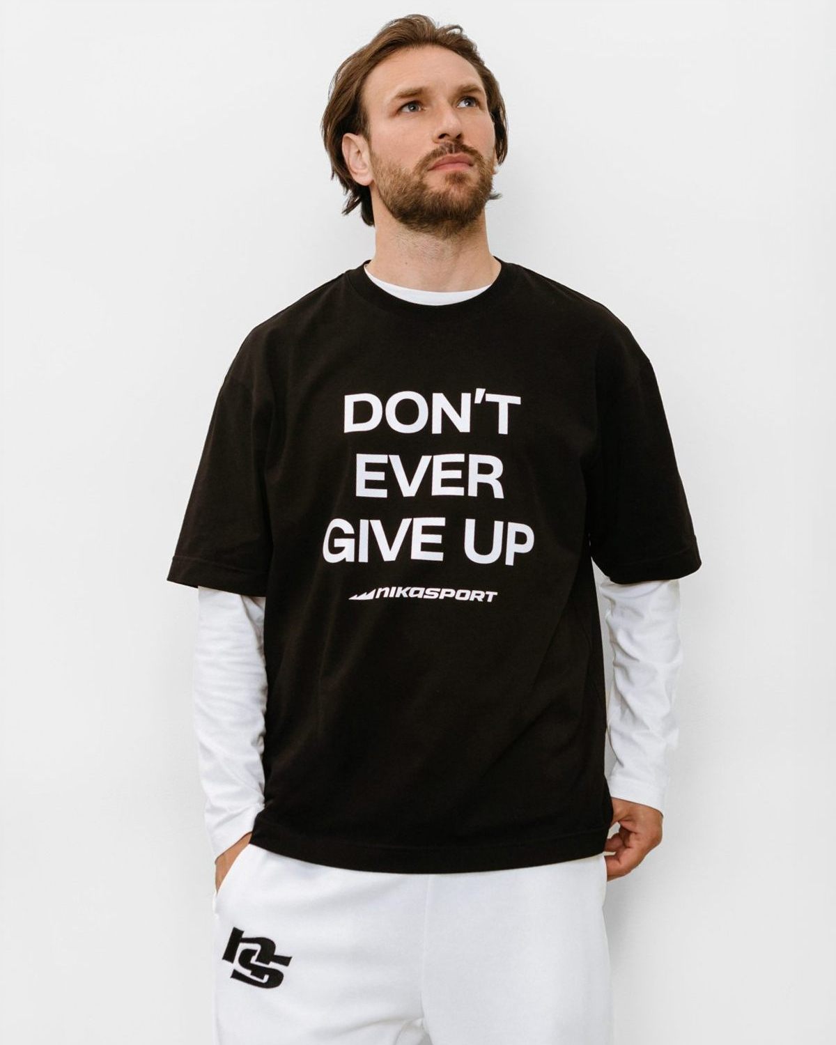 Футболка Oversize Black&White Nikasport, BW12-M42-BLK, цвет черный