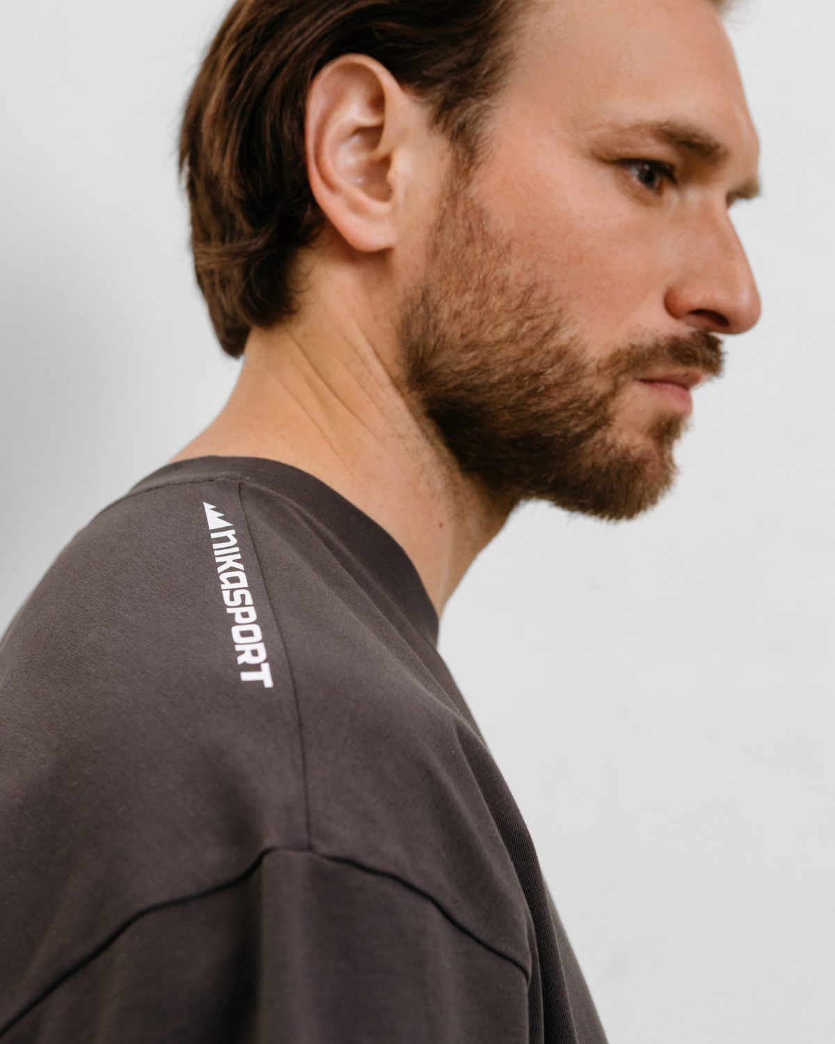 Футболка Oversize Beige&Grey Nikasport, BG12-M11-DRK/GRY, цвет темно-серый