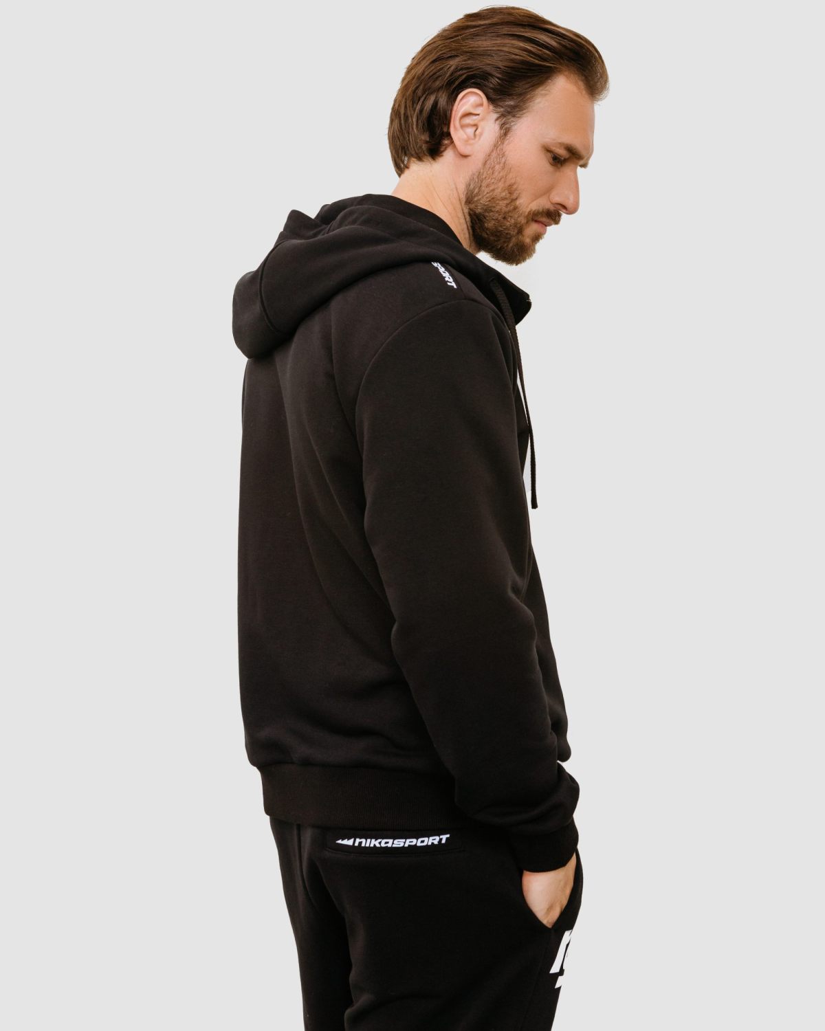 Худи на молнии Black & White Nikasport, M4BW34-BLK, цвет черный