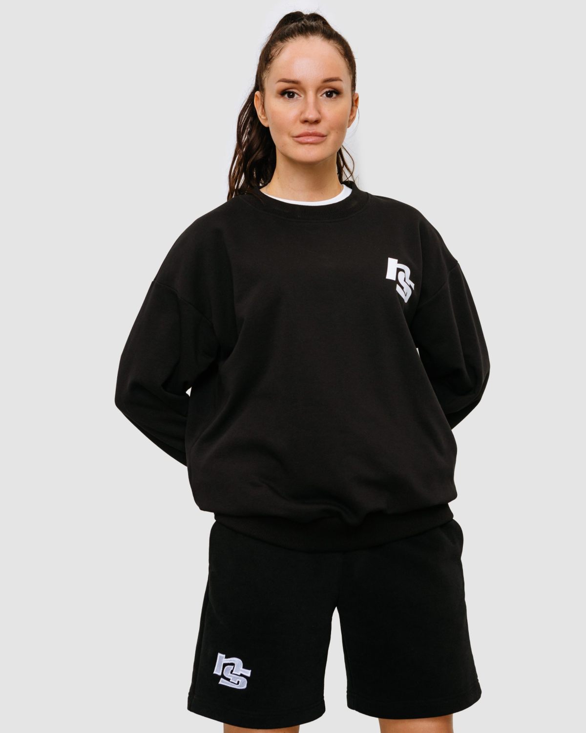 Свитшот Black & White Nikasport, W4BW33-BLK/PR, цвет черный_принт