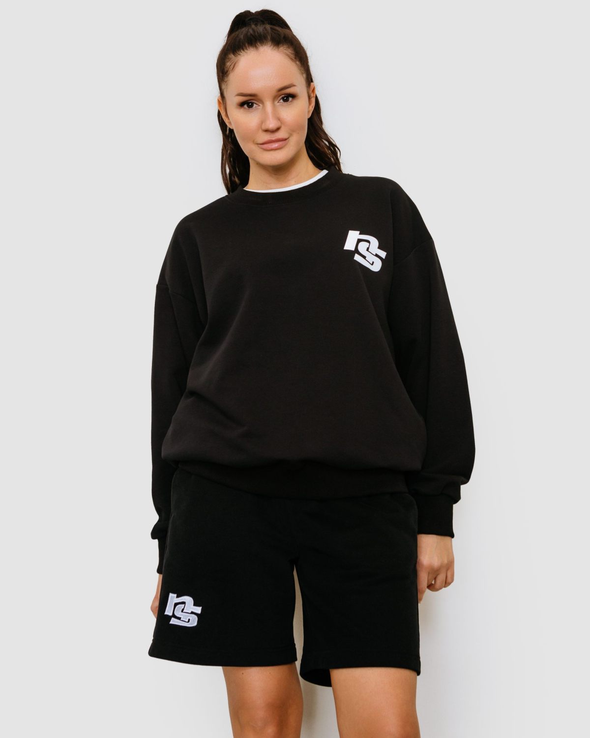 Свитшот Black & White Nikasport, W4BW33-BLK/PR, цвет черный_принт