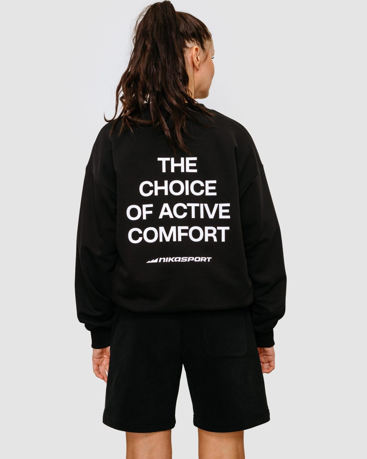 Свитшот Black & White Nikasport, W4BW33-BLK/PR, цвет черный_принт