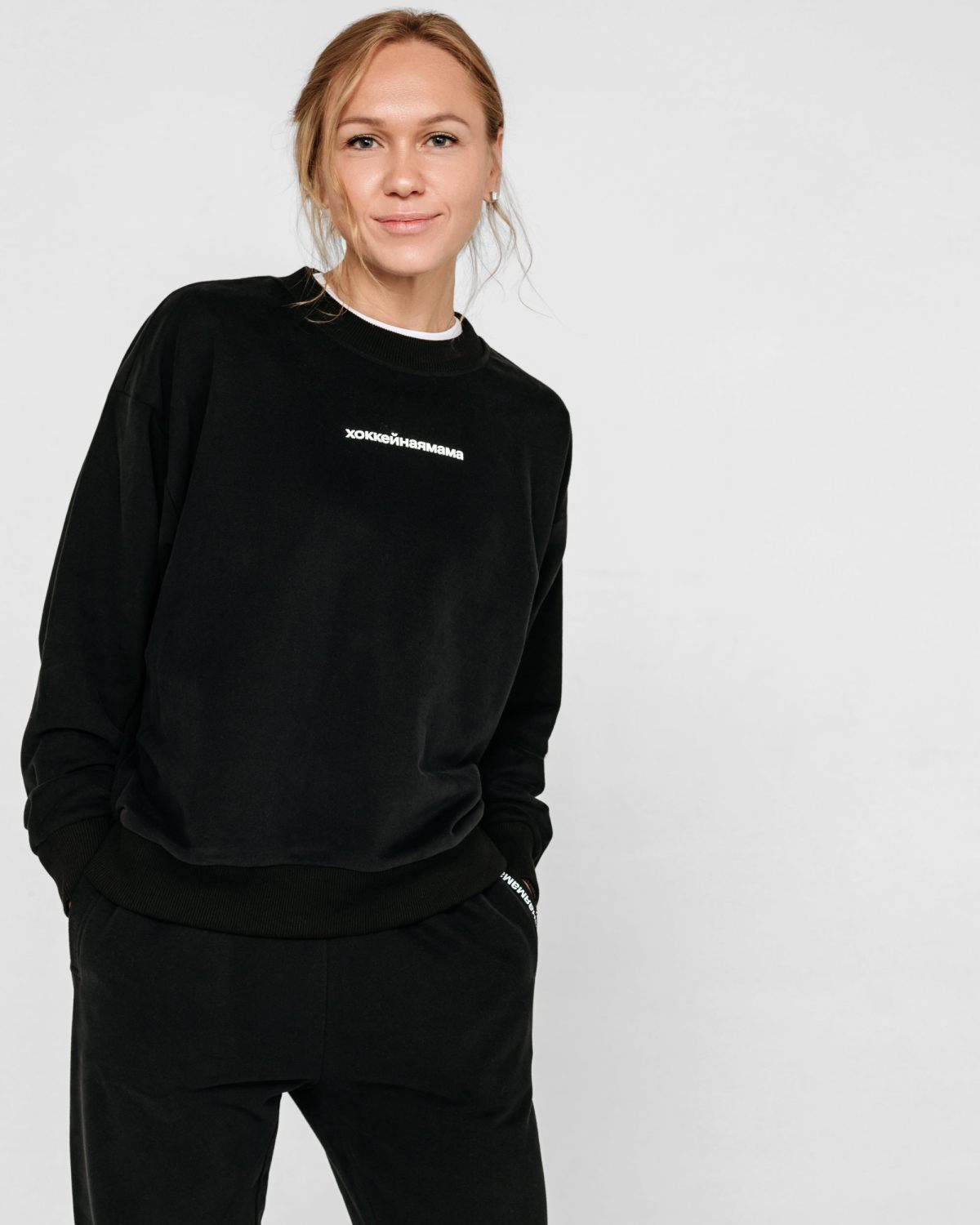 Свитшот Хоккейные мамы Nikasport, HM22-W-BLK, цвет черный