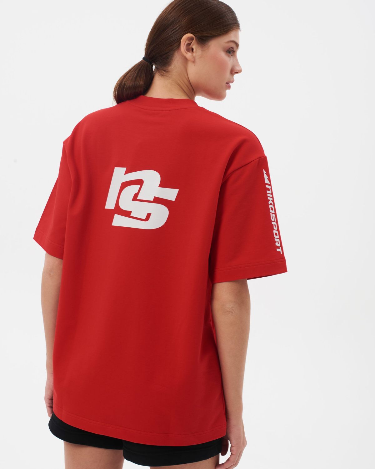 Футболка Oversize Black & White Nikasport, W4BW43-RED, цвет красный