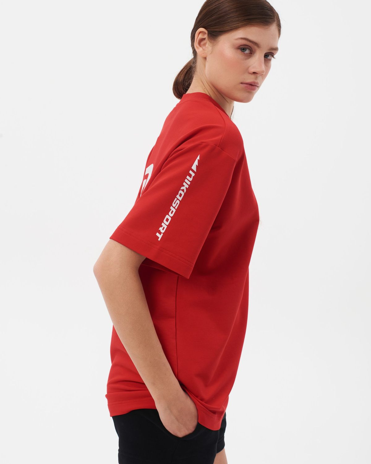 Футболка Oversize Black & White Nikasport, W4BW43-RED, цвет красный