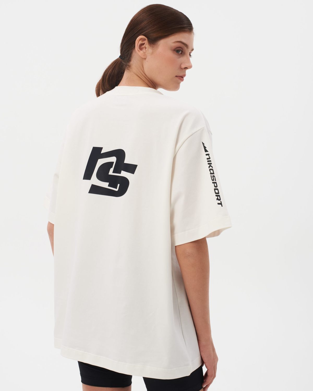 Футболка Oversize Black & White Nikasport, W4BW43-ECR, цвет экрю