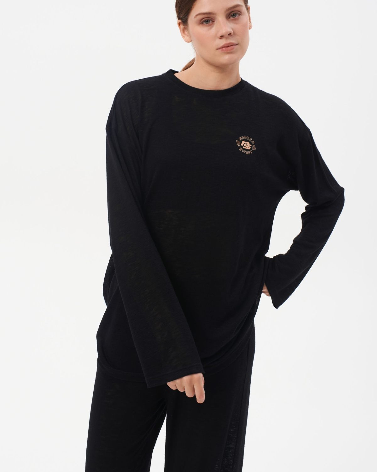 Лонгслив Oversize прозрачный Sweet nature Nikasport, W4SN44-BLK, цвет черный