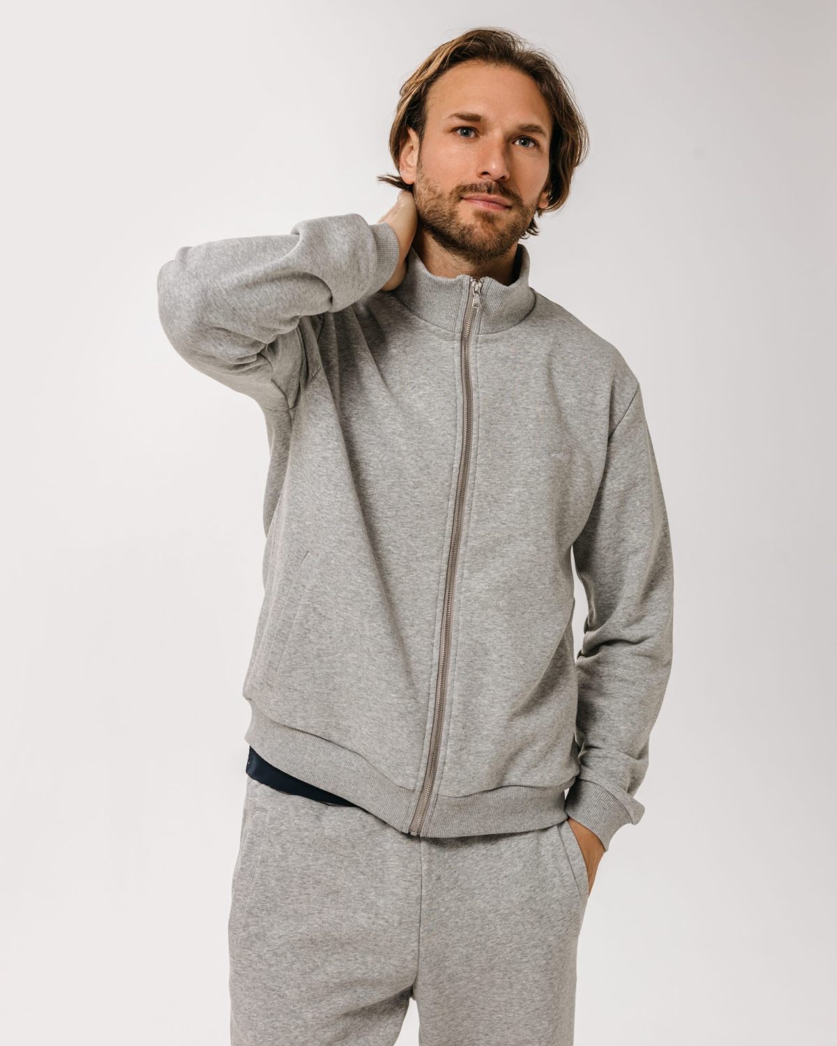 Джемпер с воротником стойкой на молнии Classic Nikasport, CL25-M11-GRY/MLG, цвет серый меланж