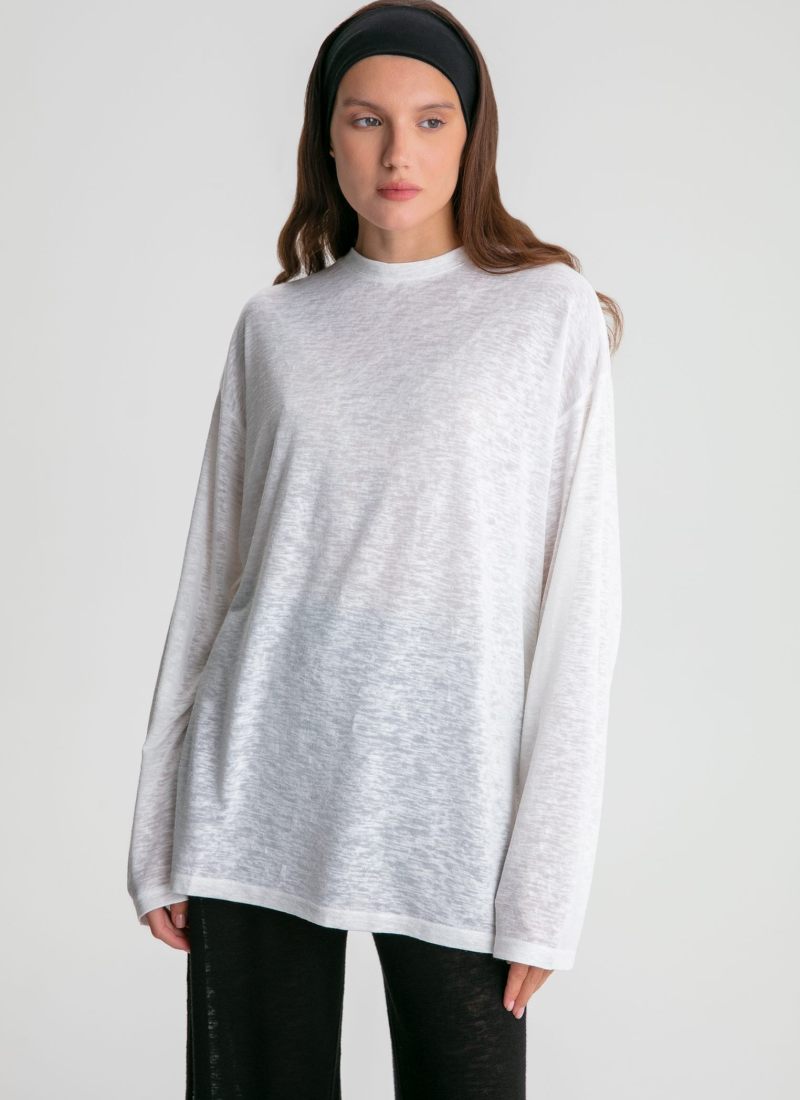Лонгслив полупрозрачный Oversize Softwear Nikasport, W4SFW411-ECR, цвет экрю