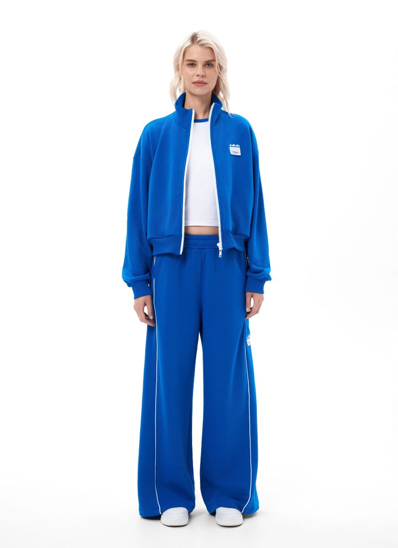 Брюки широкие с контрастными кантами Indigo Nikasport, W3IND84-BLU, цвет синий