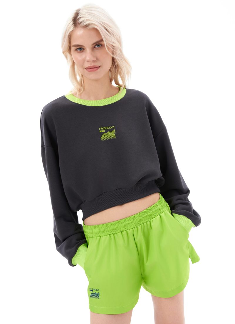 Укороченный свитшот Salat Nikasport, W2ST33-GPH, цвет графит