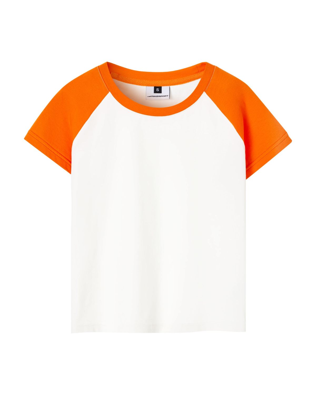 Укороченная футболка Black & White Nikasport, BW14-W99-ORG, цвет белый + оранжевые рукава и бейка горловина